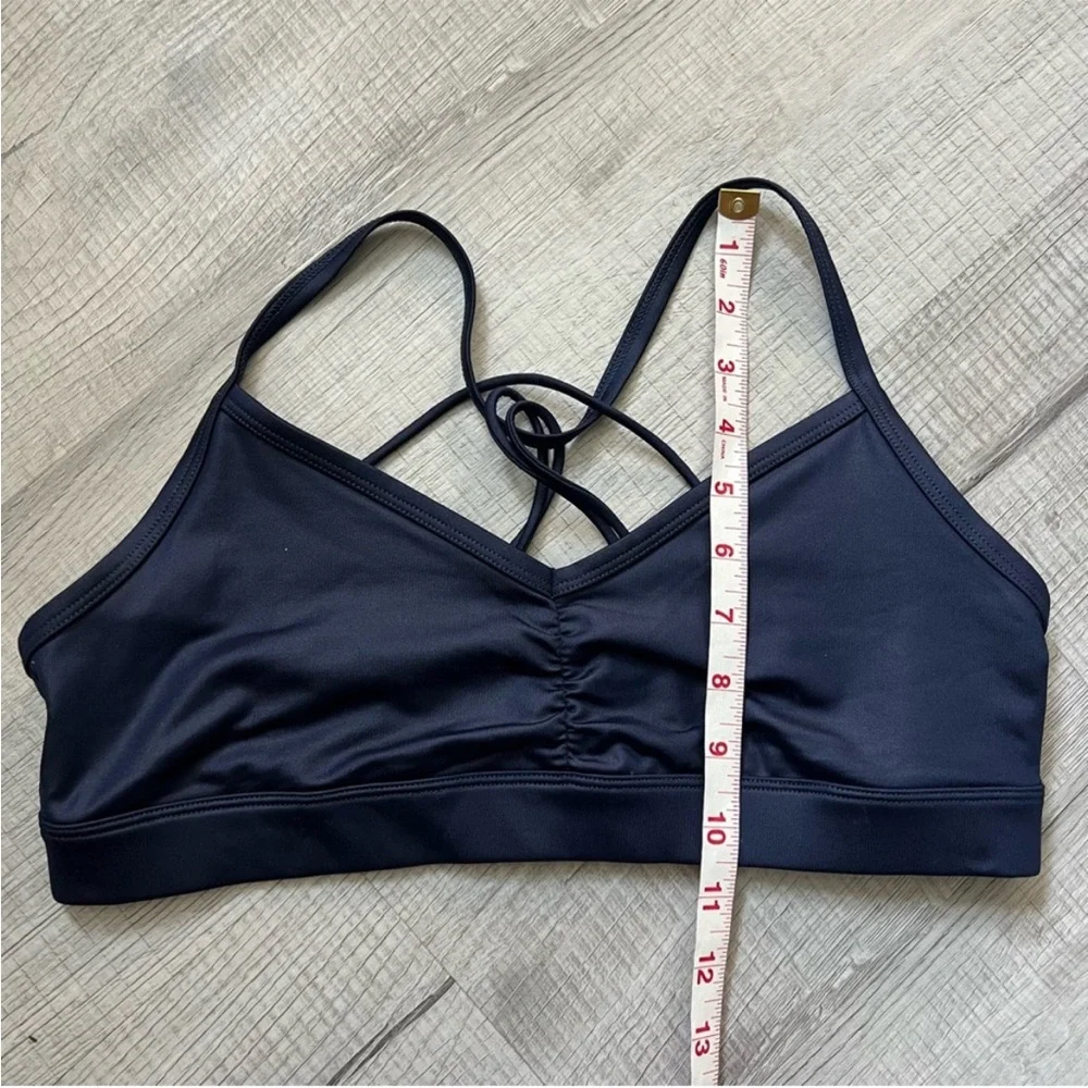 ALO Yoga Blue Sunny Strappy Sports Bra for Intimates NAVY GLOSS Size Large